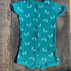 Hanes Teal and White Kids Bodysuit Unisex Size 12-18 M